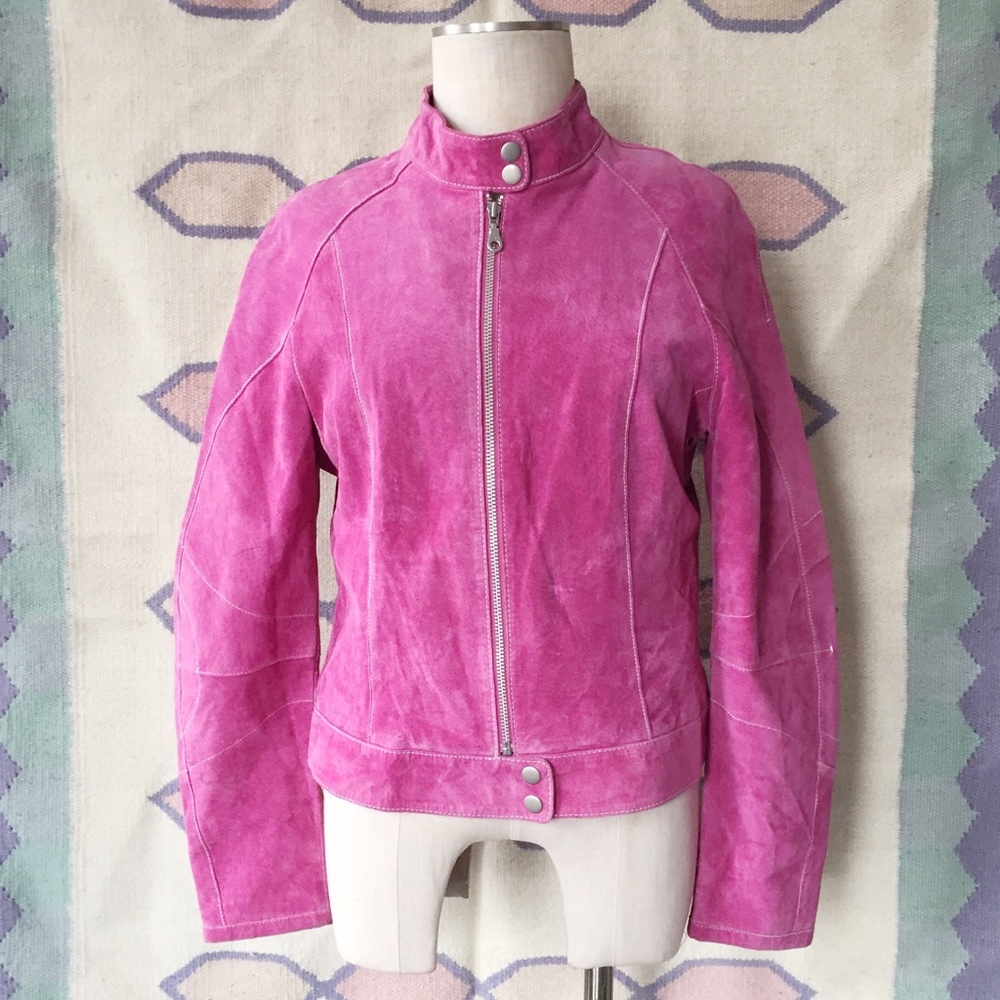 Genuine Leather Pink Biker Jacket